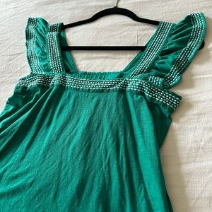 LOFT green %100 cotton blouse size s
